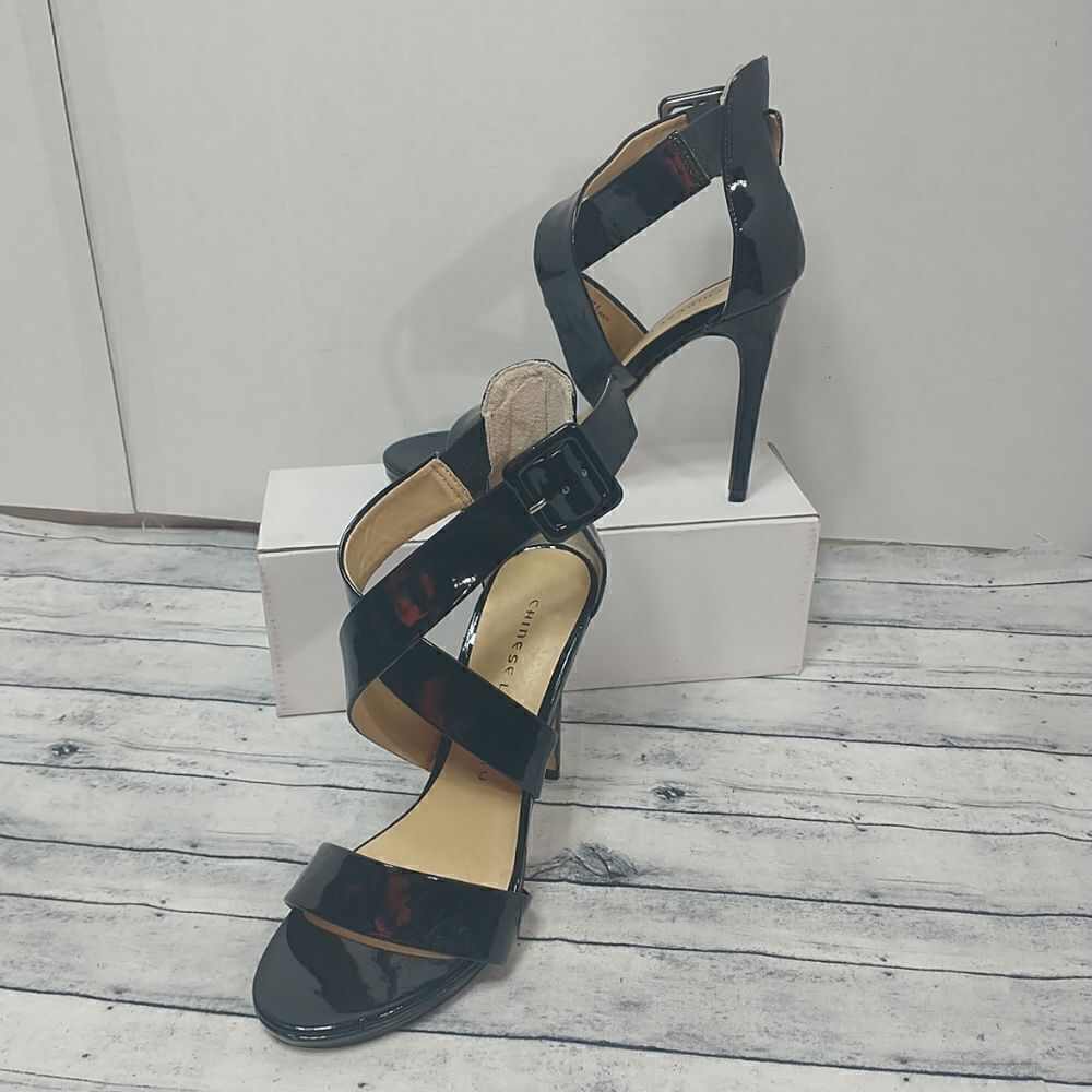 Chinese Laundry SZ 7M Strappy Patent Leather Womens Highlight Heels